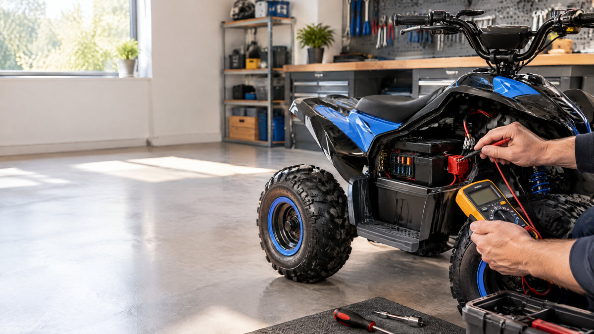 Fejlfinding af mini el-ATV — batteri, ledninger og sikringer