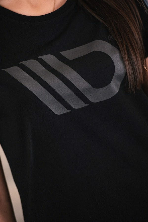 Maxton Womens Black T-Shirt With Grey Logo - L