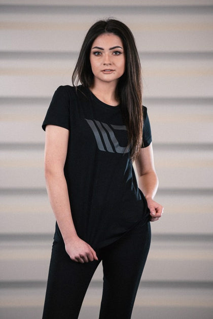 Maxton Womens Black T-Shirt With Grey Logo - L – produktbillede 5