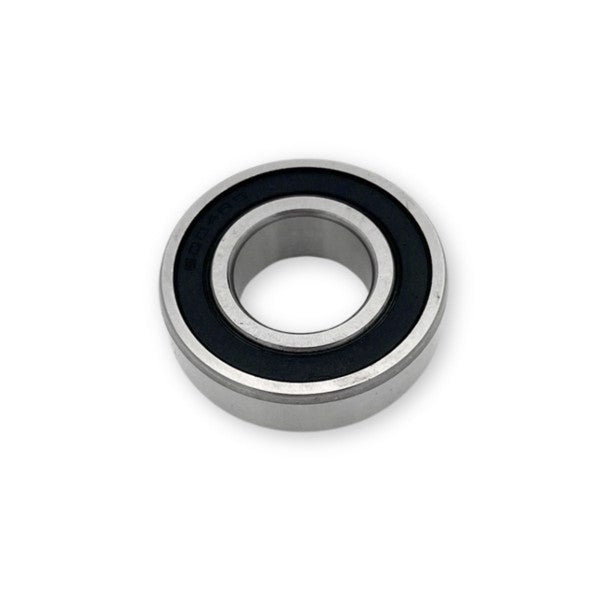Styrehjuleleje i metal med sort forseglingsring, rund leje til styrhjul og mekaniske systemer, slidstærkt og præcist designet.