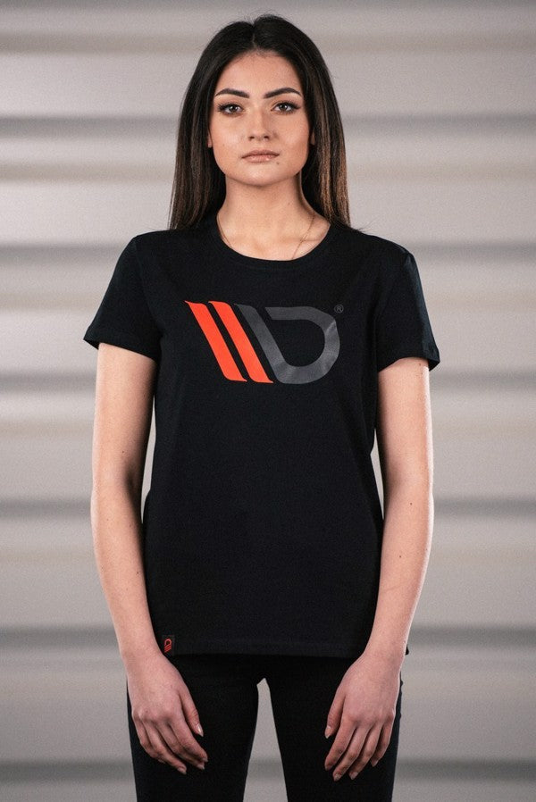 Maxton Womens Black T-Shirt With Red Logo - M