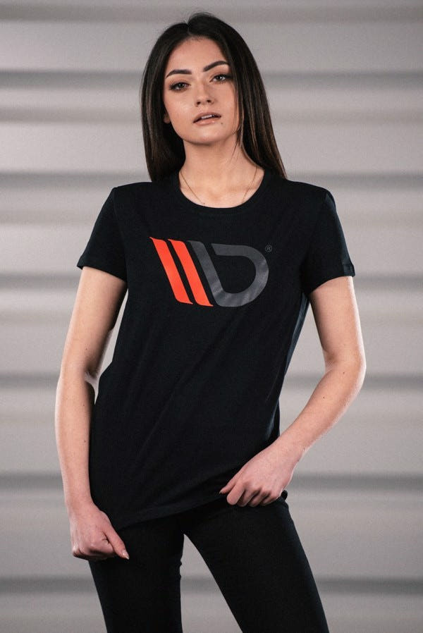 Maxton Womens Black T-Shirt With Red Logo - XL