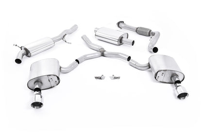 Milltek cat-back udstødning til Audi A4 2.0 TFSI B9 Quattro Sedan & Avant, resoneret, polerede tips