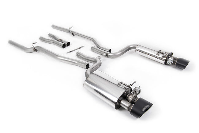 Milltek cat-back udstødning til Audi RS4 B7 4.2 V8 Sedan, Avant og Cabriolet, ikke-resoneret, sorte tips