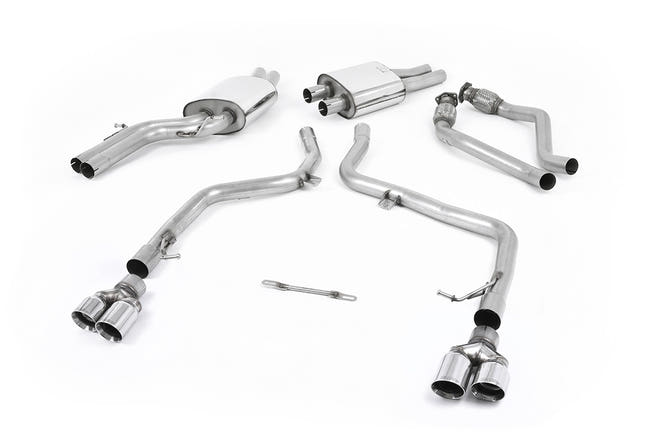 Milltek cat-back udstødning til Audi S4 3.0 Supercharged V6 B8, race, polerede tips