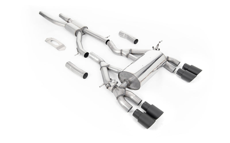 Milltek cat-back udstødning til BMW 4-serie F82/83 M4 Coupe/Cabriolet, M4 Competition & M4 CS Coupé, race, sorte tips