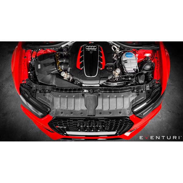 Eventuri Intake luftindsugningssystem i kulfiber til Audi RS6 C7 med røde luftfiltre og tilbehør, højtydende bildele