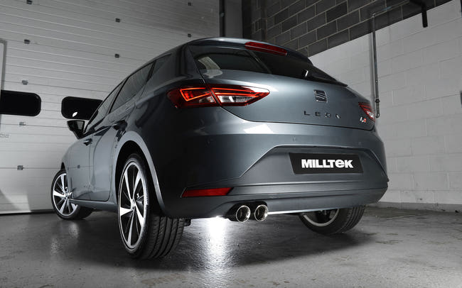 Milltek cat-back udstødning til Seat Leon FR 2.0 TDI 150 SC og 5 dørs (manual og DSG-auto), resoneret, polerede tips – billede 2