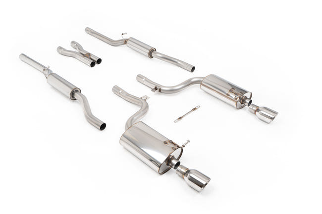 Milltek cat-back udstødning til Audi A4 3.0 V6 B6 quattro Sedan Avant & Cabriolet, polerede tips
