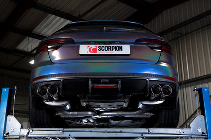 Scorpion half system udstødning til Audi S4, Resonated / Daytona, set bagfra