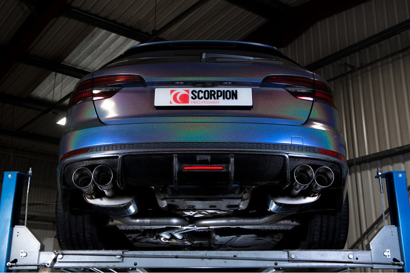 Scorpion half system udstødning til Audi S4, Resonated / Daytona, set bagfra