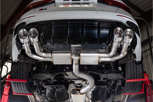 Scorpion GPF-back udstødning til Audi S3 med ventiler – resoneret, set nedefra