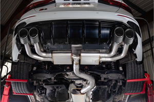 Scorpion GPF-back udstødning til Audi S3 – resoneret, set nedefra