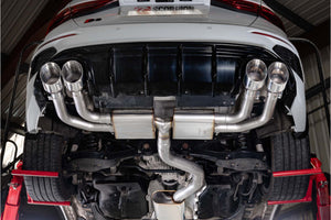 Scorpion GPF-back udstødning til Audi S3 – resoneret, set nedefra
