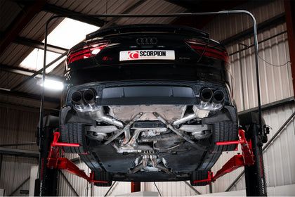 Scorpion half system udstødning til Audi S6/S7 C7 – resoneret, Daytona Ceramic, set bagfra