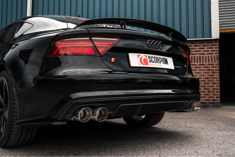 Scorpion half system udstødning til Audi S6/S7 C7 – resoneret, Daytona, endrør tæt på