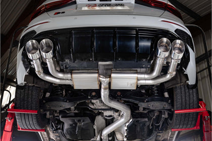 Scorpion GPF-back udstødning til Audi S3 med ventiler – ikke-resoneret, set nedefra