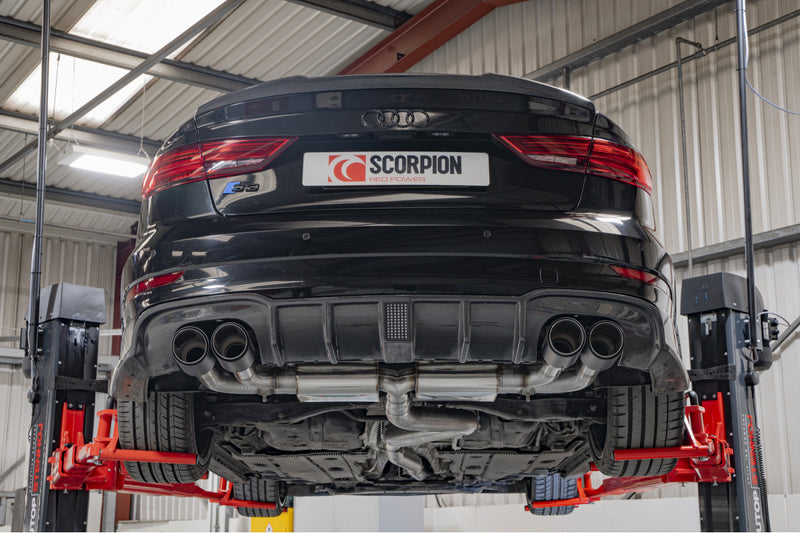 Scorpion GPF-back udstødning til Audi S3 med ventiler – ikke-resoneret, Ascari, set bagfra