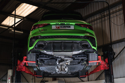 Scorpion GPF-back udstødning til Audi RS3 8Y Sportback, OE Fitment, set bagfra
