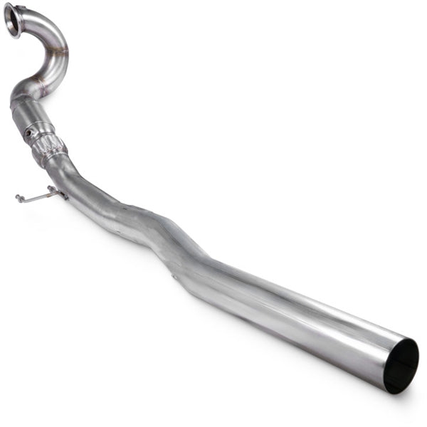 Scorpion downpipe med sportskatalysator, set skråt bagfra