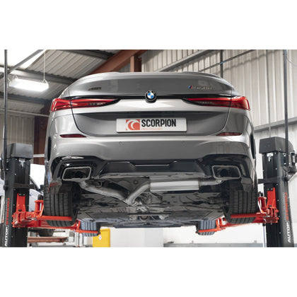 Scorpion GPF-back udstødning til BMW M235I med ventiler, OE Fitment, set bagfra