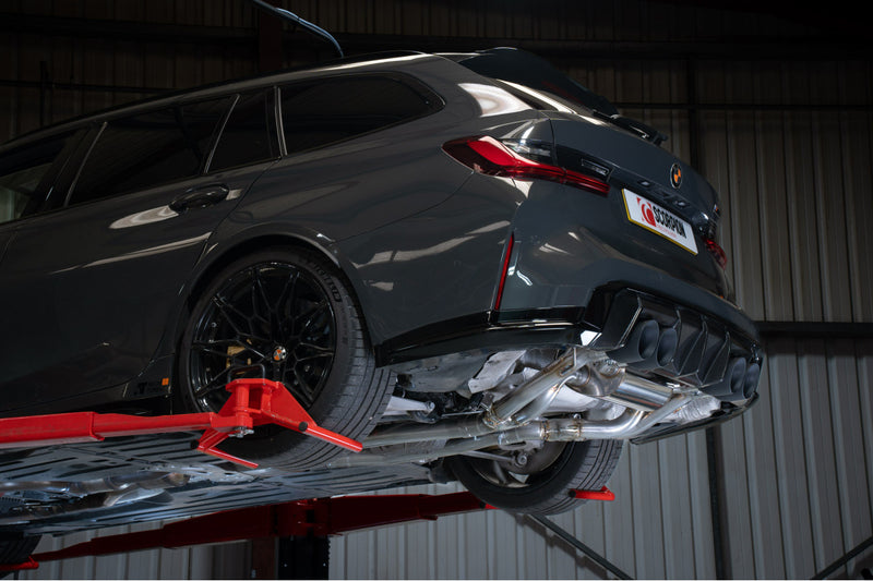 Scorpion half system udstødning til BMW M3 G81 Touring, Daytona Ceramic, set fra siden