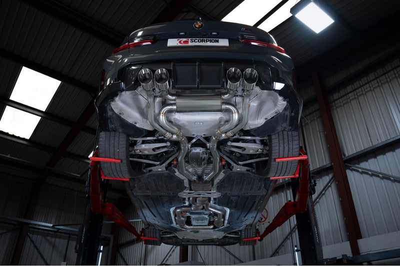 Scorpion half system udstødning til BMW M3 G81 Touring, Daytona, set nedefra
