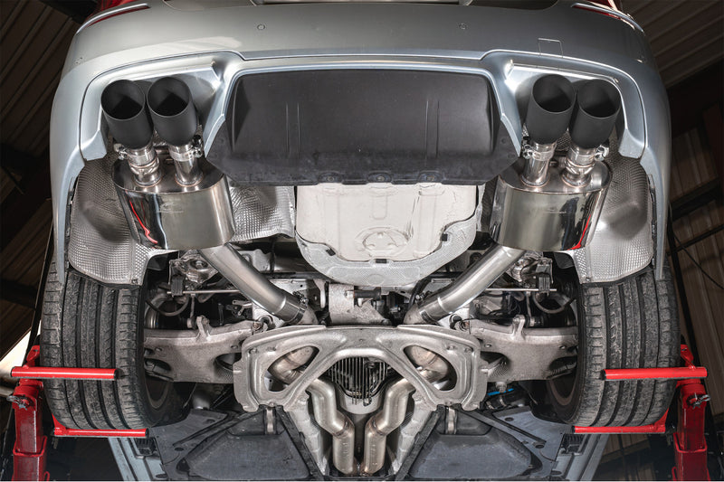 Scorpion bagpotte til BMW M5 F10, Daytona Ceramic, set nedefra