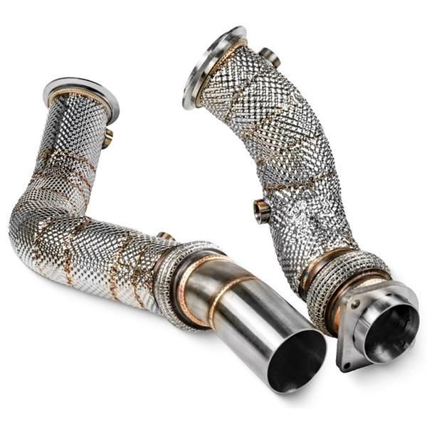 Scorpion de-cat downpipe til BMW F80 M3, set skråt bagfra