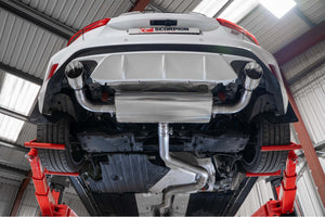 Scorpion GPF-back udstødning til Ford Focus, Daytona, set nedefra