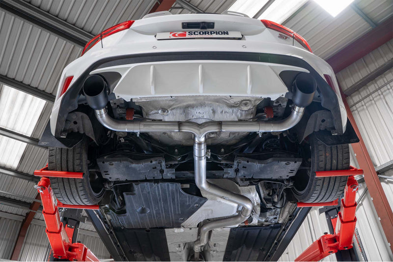 Scorpion GPF-back udstødning til Ford Focus, Daytona Ceramic, set nedefra