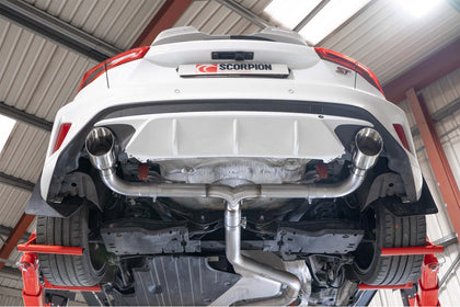 Scorpion GPF-back udstødning til Ford Focus, Daytona, set nedefra