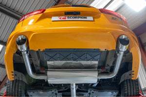 Scorpion GPF-back udstødning til Ford Focus, Daytona, set nedefra