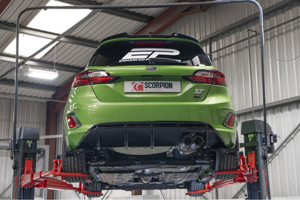 Scorpion GPF-back udstødning til Ford Fiesta ST MK8.5 med ventiler, set bagfra