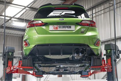 Scorpion GPF-back udstødning til Ford Fiesta ST MK8.5 med ventiler, set bagfra