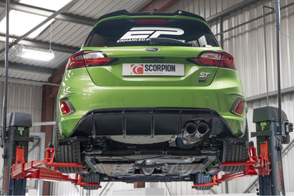 Scorpion GPF-back udstødning til Ford Fiesta ST MK8.5 med ventiler, set bagfra