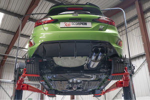 Scorpion GPF-back udstødning til Ford MK8.5 Fiesta, Daytona Ceramic, set nedefra