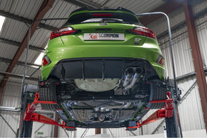 Scorpion GPF-back udstødning til Ford Fiesta ST MK8.5 med ventiler, set nedefra