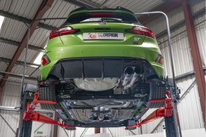 Scorpion GPF-back udstødning til Ford Fiesta ST MK8.5 med ventiler, set nedefra