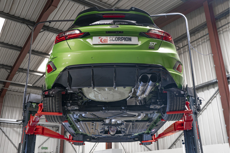 Scorpion GPF-back udstødning til Ford MK8, Daytona Ceramic, set nedefra