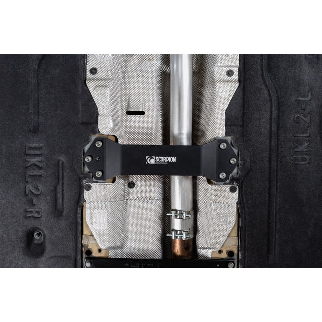 Scorpion monteringsdel til Mini Clubman F54 Cooper S, set nedefra
