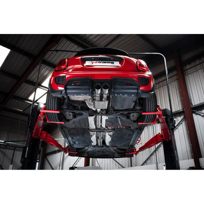 Scorpion cat-back udstødning til Mini Cooper S F56 med ventiler, STW, set nedefra