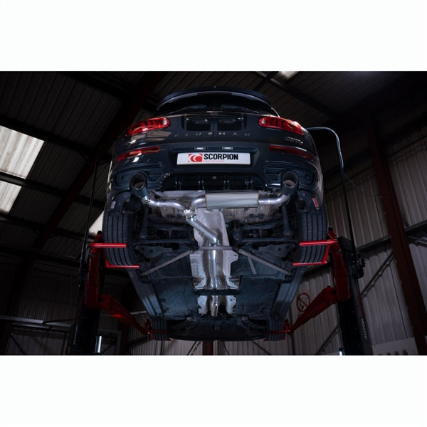 Scorpion GPF-back udstødning til Mini Clubman F54 Cooper S – resoneret, set nedefra