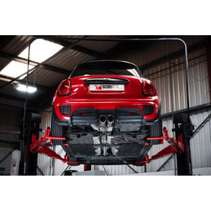 Scorpion cat-back udstødning til Mini Cooper S F56 med ventiler, Daytona, set bagfra