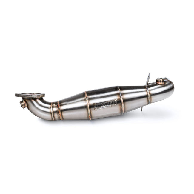 Scorpion downpipe med sportskatalysator til Mini Clubman, set skråt bagfra