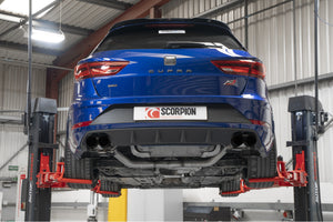 Scorpion GPF-back udstødning til Seat Leon – resoneret, Daytona (quad) Ceramic, set bagfra