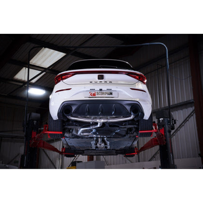 Scorpion GPF-back udstødning til CUPRA Leon 245 – ikke-resoneret, Daytona Ceramic, set bagfra