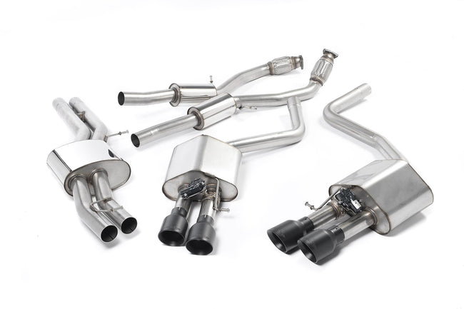 Milltek cat-back udstødning til Audi S8 D4 4.0 TFSI quattro Tiptronic, resoneret, sorte tips