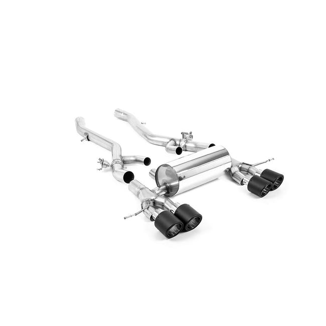 Milltek axle-back udstødning til BMW 3-serie G80/G81 M3 & M3 Competition S58 3.0 Turbo, tips i kulfiber – billede 3