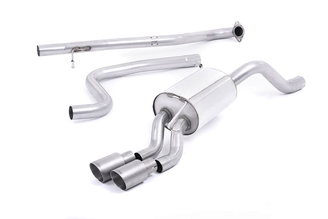 Milltek cat-back udstødning til Ford Fiesta Mk7/Mk7.5 1.0T EcoBoost (100/125/140PS), ikke-resoneret, tips i børstet titanium – billede 2